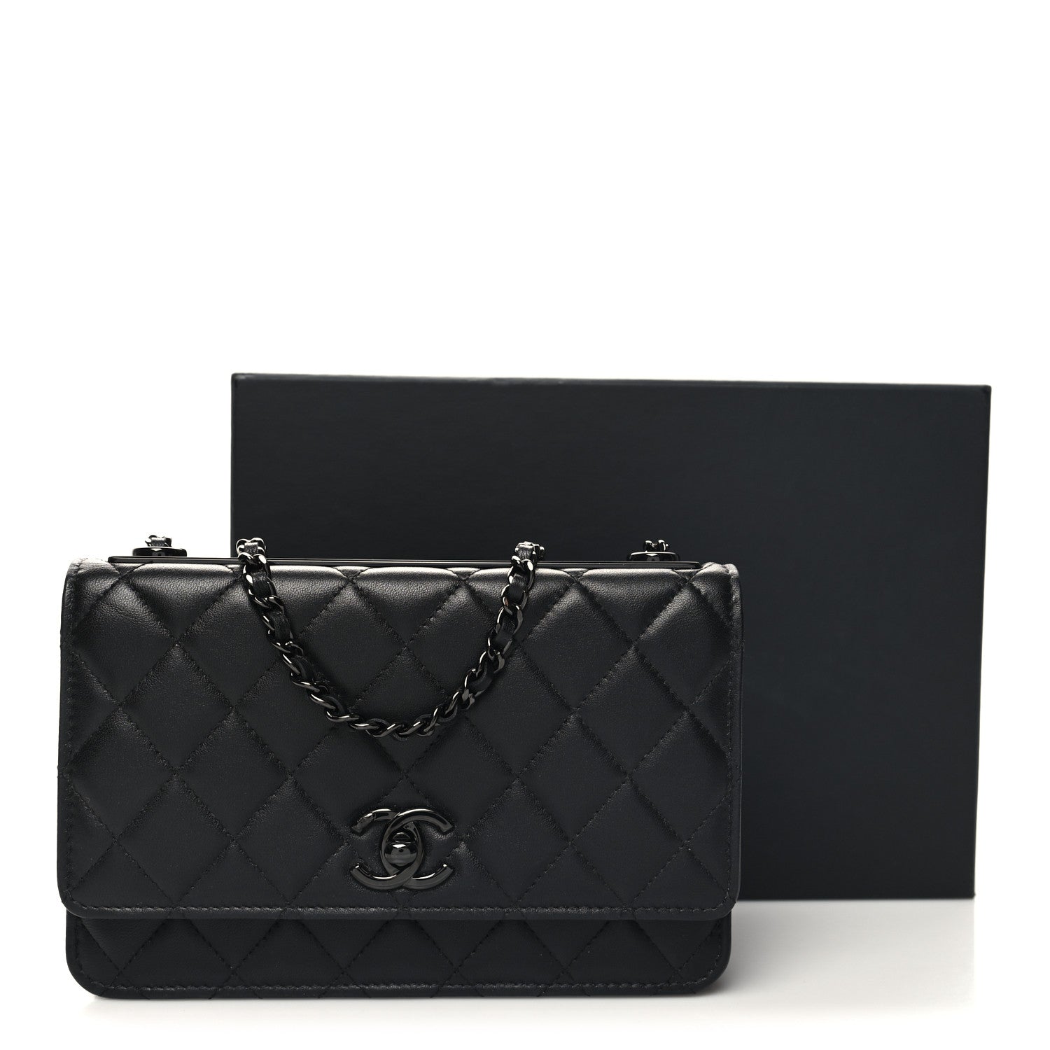 Chanel Lambskin Quilted Trendy CC Wallet On Chain WOC So Black 8 of 12
