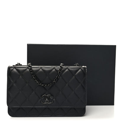 Chanel Lambskin Quilted Trendy CC Wallet On Chain WOC So Black 8 of 12