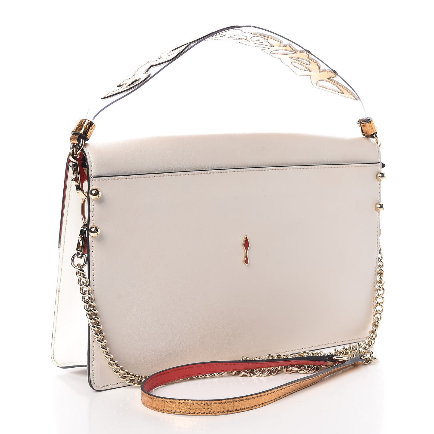 Calfskin Broken Glass Loubiblues Disikroul Satchel Latte Bronze
