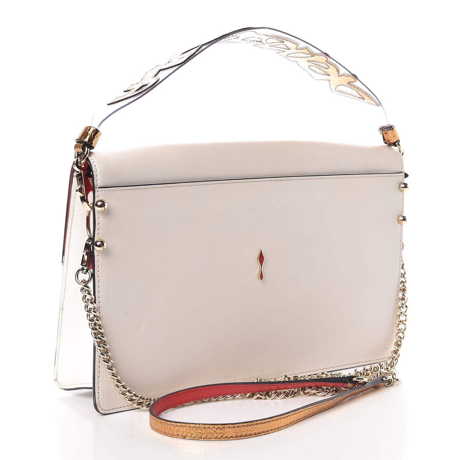 Christian Louboutin Calfskin Broken Glass Loubiblues Disikroul Satchel Latte Bronze 6 of 23