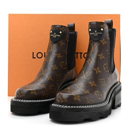 Louis Vuitton Patent Monogram LV Beaubourg Ankle Boots 37.5 Black 2 of 13