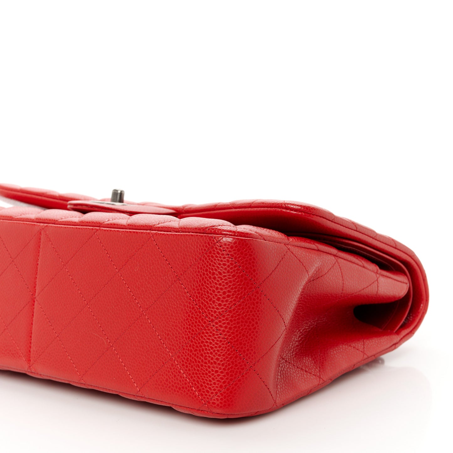 Caviar Quilted Jumbo Double Flap Red