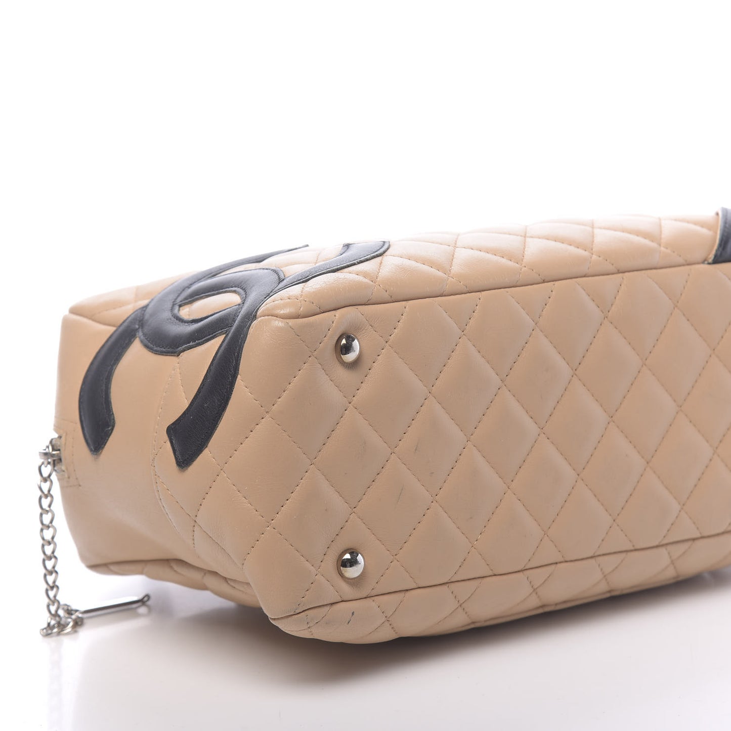 Calfskin Quilted Large Cambon Bowler Beige Black