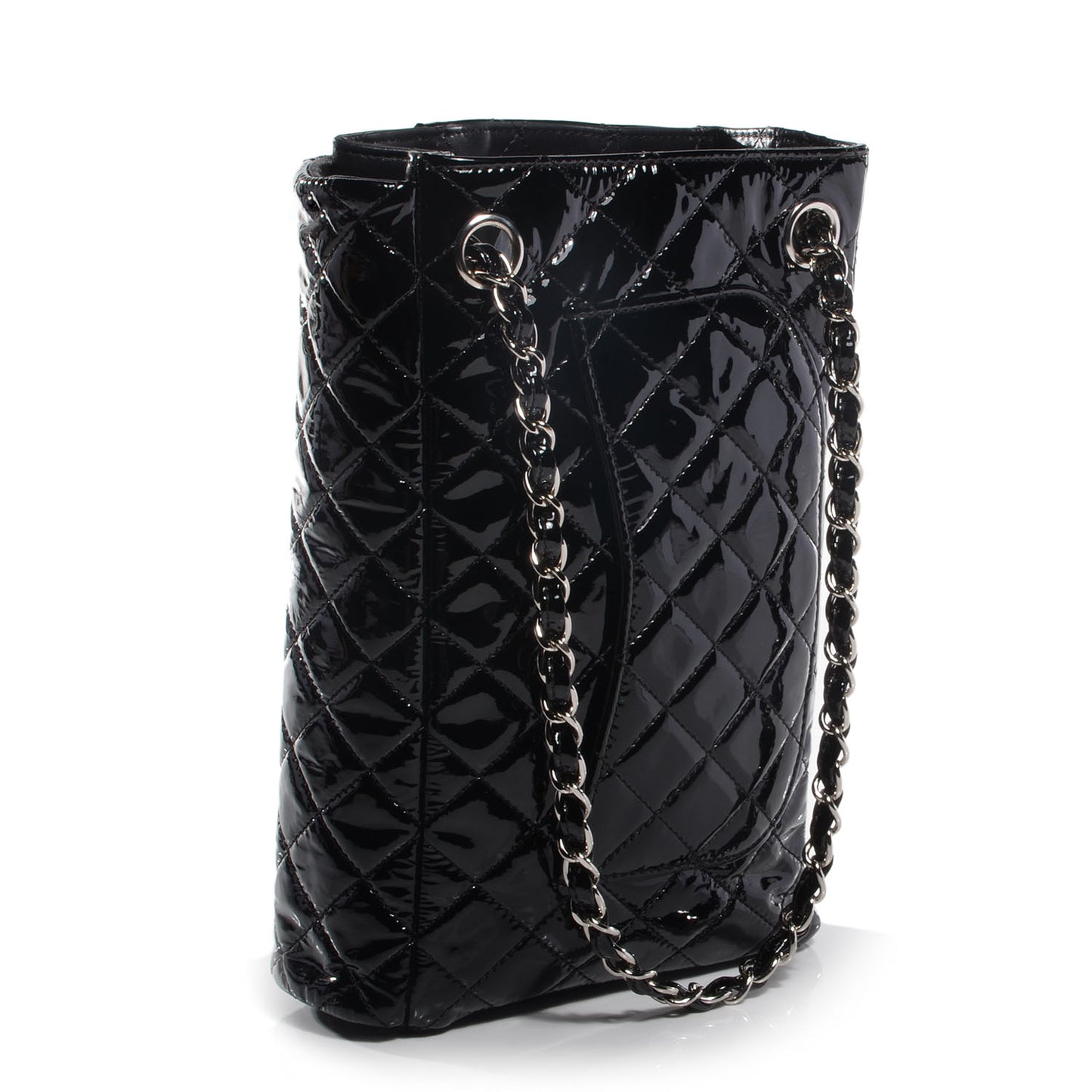 Patent Upside Down Flap Bag Black