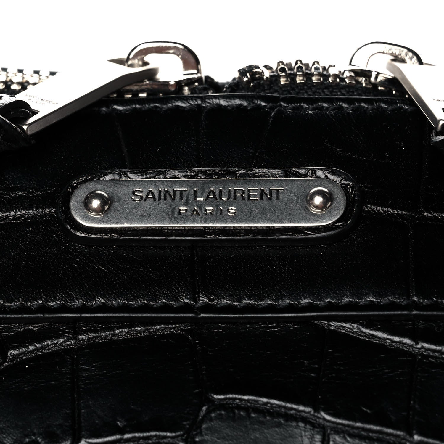 Saint Laurent Calfskin Crocodile Embossed Large Convertible ID Bag Black 11 of 11