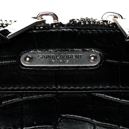 Saint Laurent Calfskin Crocodile Embossed Large Convertible ID Bag Black 11 of 11