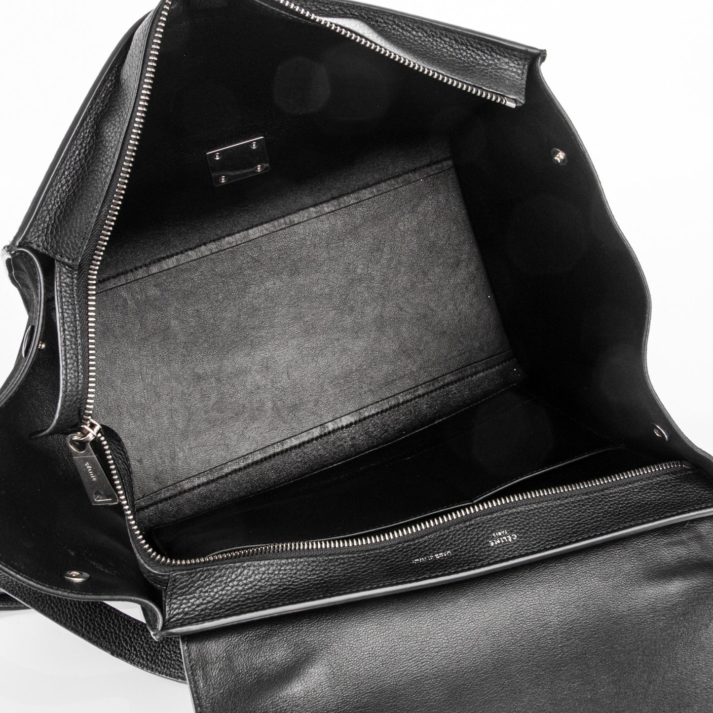 Drummed Calfskin Suede Medium Trapeze Black