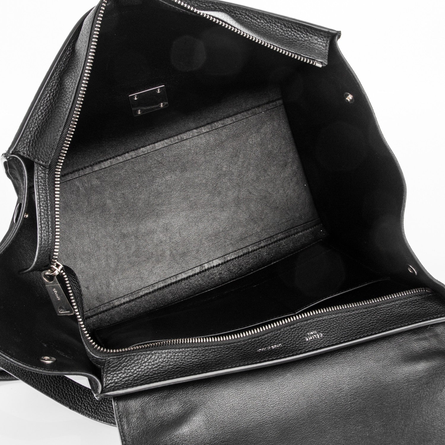 Celine Drummed Calfskin Suede Medium Trapeze Black 5 of 8