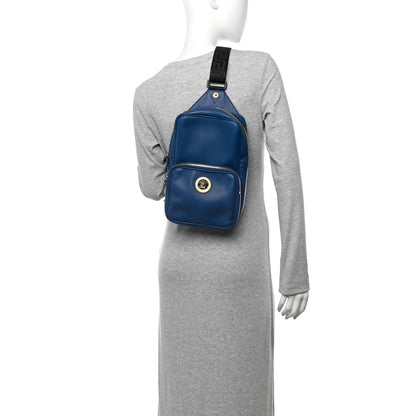 Versace Calfskin Sling Backpack Blue 2 of 9