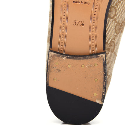 Gucci Canvas GG Monogram Horsebit Womens Jordaan Loafers 37.5 New Sand Friky Taupe 11 of 12