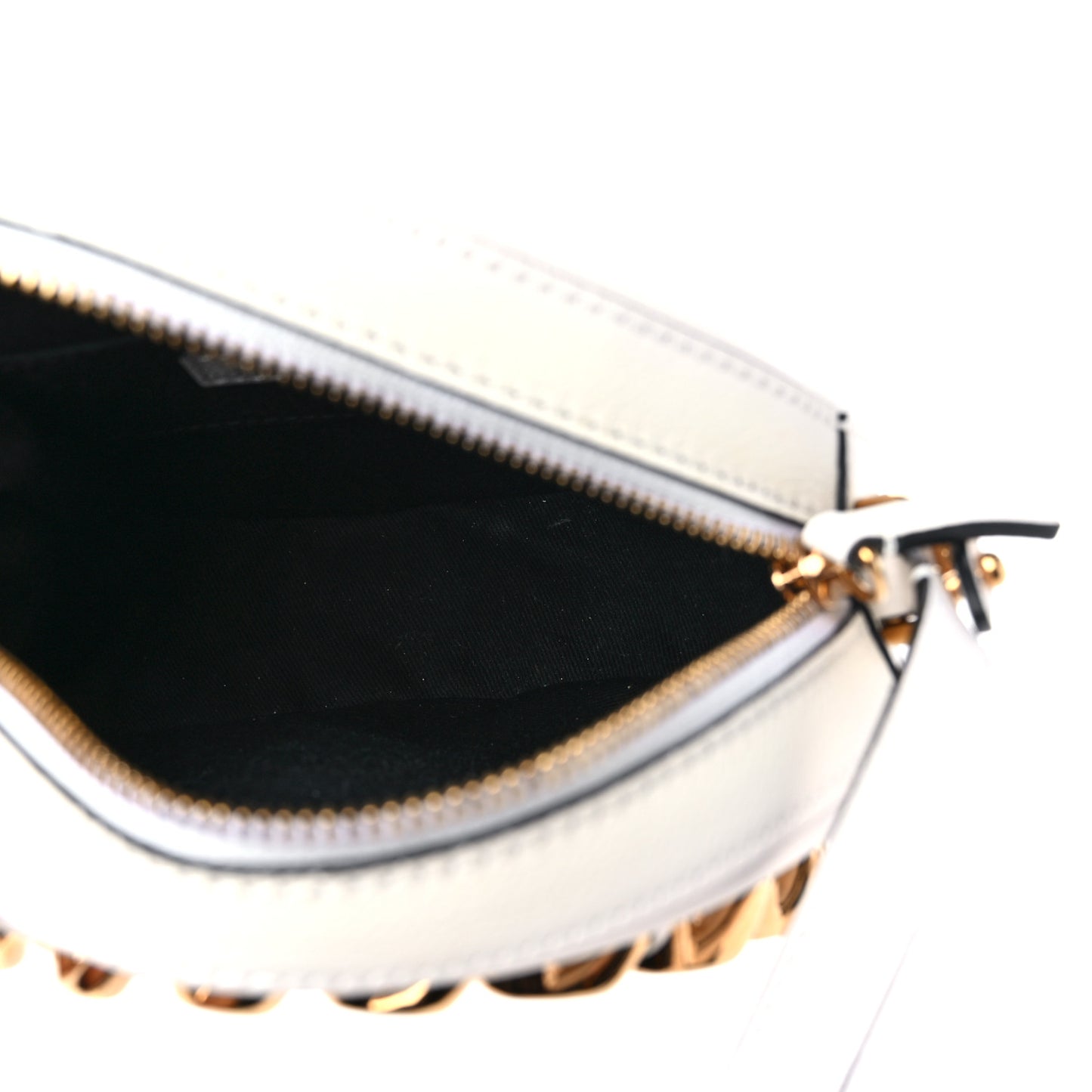 Calfskin Mini La Medusa Chain Round Crossbody Bag White