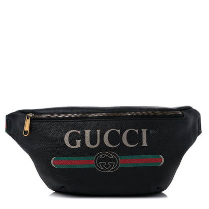 Gucci Grained Calfskin Logo Belt Bag Black 1 of 9