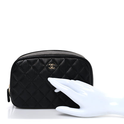 Chanel Caviar Quilted Medium Curvy Pouch Cosmetic Case Black 2 of 7