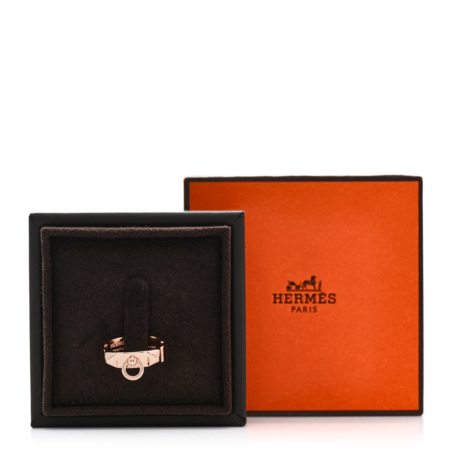 Hermes 18K Rose Gold PM Collier De Chien Ring 55 7.25 5 of 5
