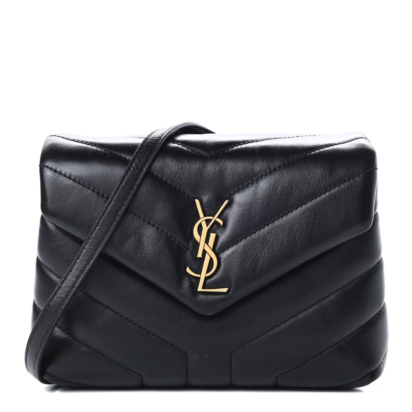 Calfskin Y Quilted Monogram Toy Loulou Crossbody Bag Black