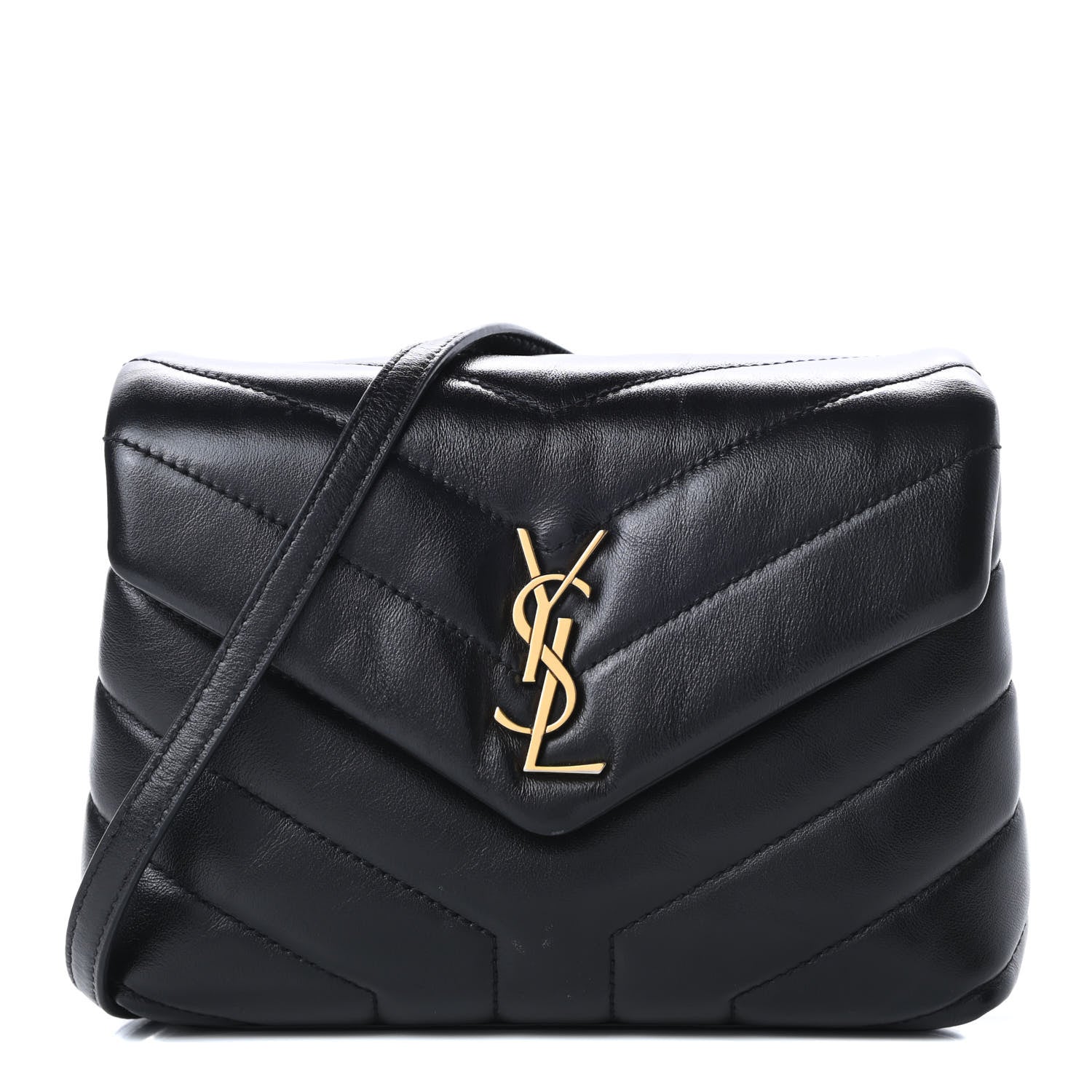 Saint Laurent Calfskin Y Quilted Monogram Toy Loulou Crossbody Bag Black 1 of 12