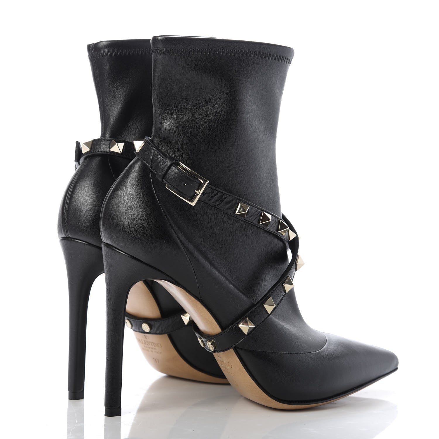 Valentino Garavani Calfskin Rockstud Ankle Boots 37 Black 4 of 8