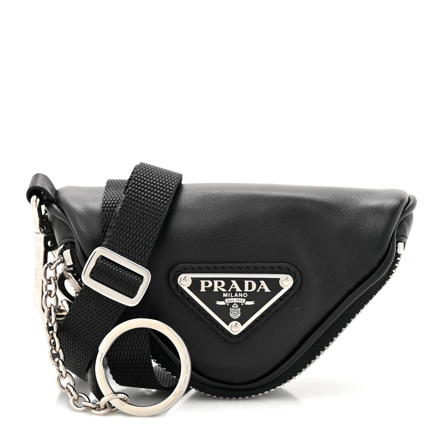 Nappa Mini Triangle Pouch With Strap Black