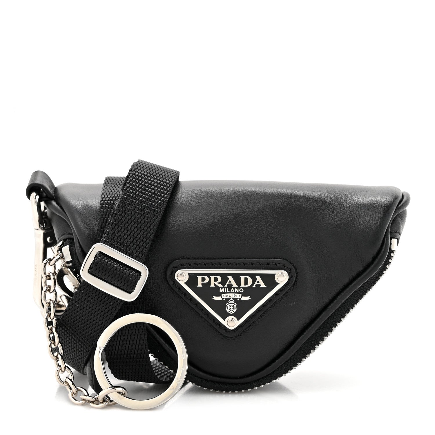 Prada Nappa Mini Triangle Pouch With Strap Black 1 of 10