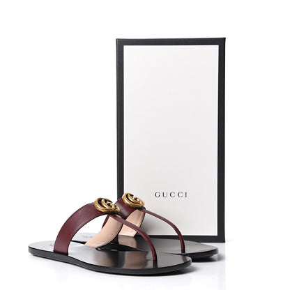 Gucci Calfskin GG Marmont Thong Sandals 39.5 Vintage Bordeaux 9 of 9