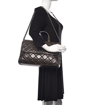 Chanel Glazed Calfskin Boy Satchel Flap Dark Grey 2 of 13