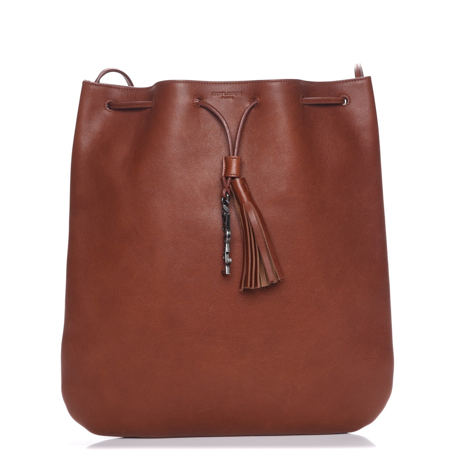 Saint Laurent Calfskin Medium Jen Flat Bucket Bag Brown 1 of 7