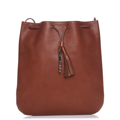 Saint Laurent Calfskin Medium Jen Flat Bucket Bag Brown 1 of 7
