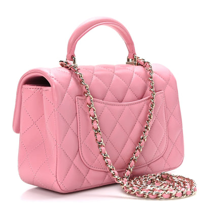 Chanel Lambskin Quilted Mini Top Handle Rectangular Flap Pink 3 of 9