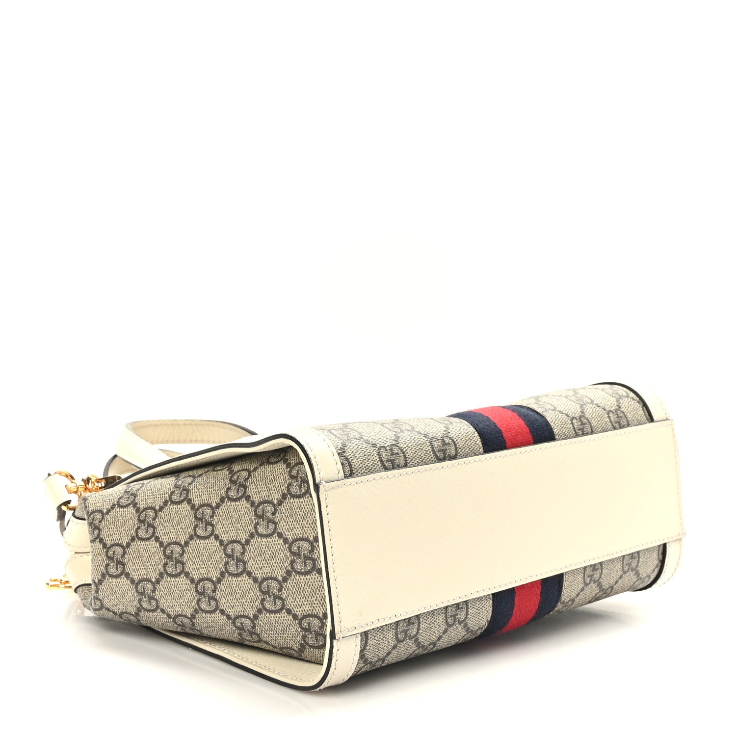 Gucci GG Supreme Monogram Textured Dollar Calfskin Web Small Ophidia Tote Bag Beige Ebony Mystic White 5 of 9