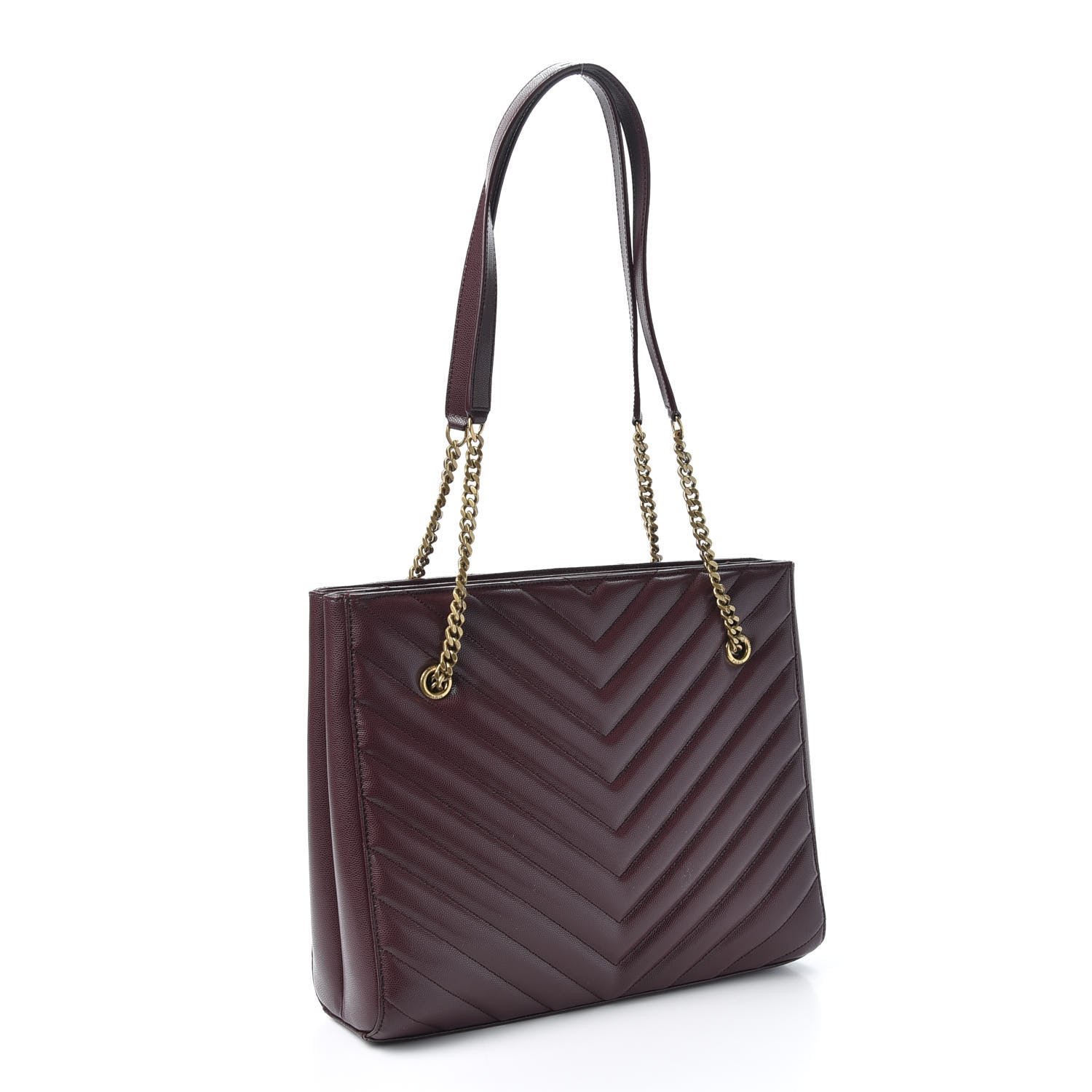 Saint Laurent Grain de Poudre Matelasse Chevron Medium Tribeca Shopping Bag Rouge Legion 2 of 9