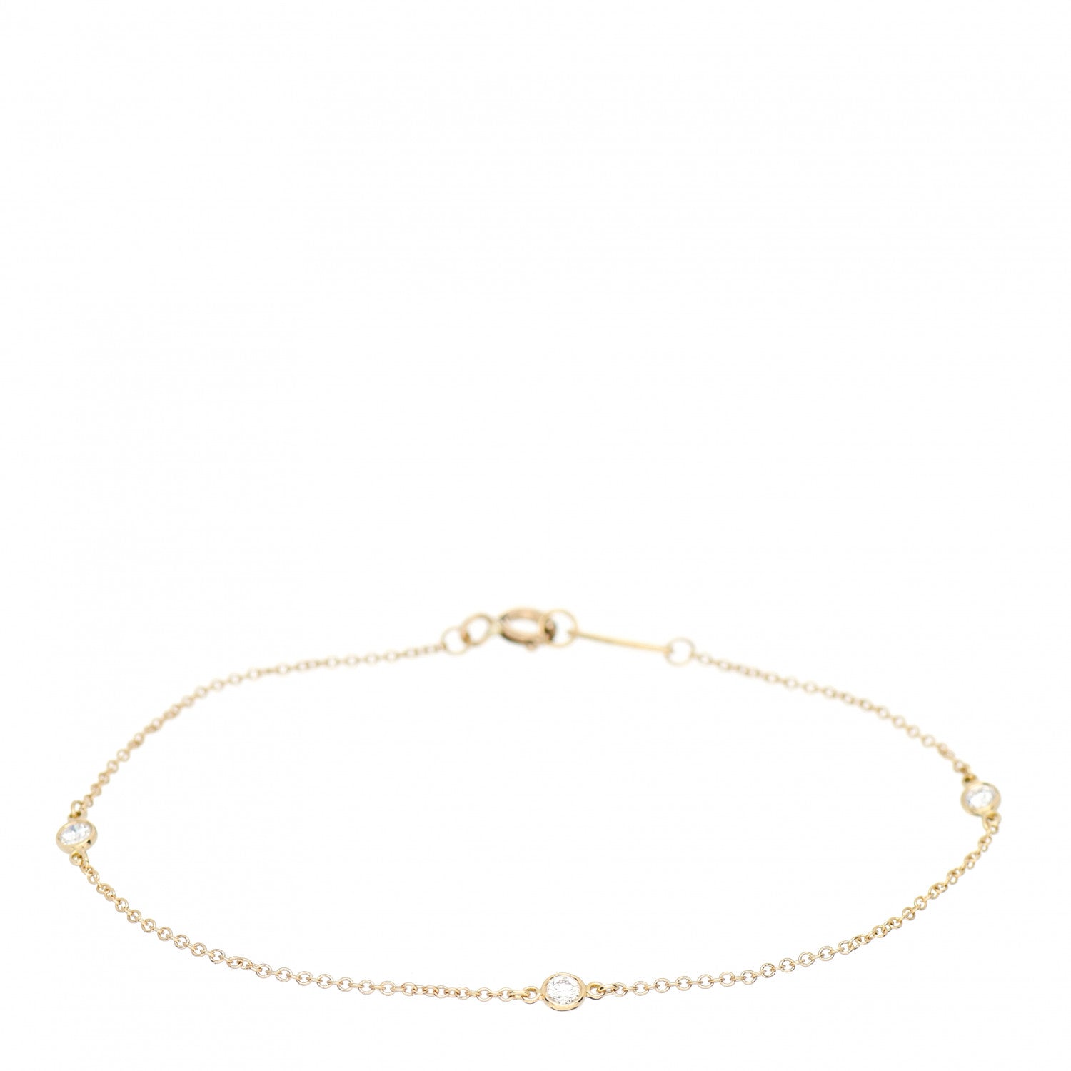 Tiffany 18K Yellow Gold Diamond .15ctw Elsa Peretti Diamonds by the Yard Station Bracelet 1 of 5