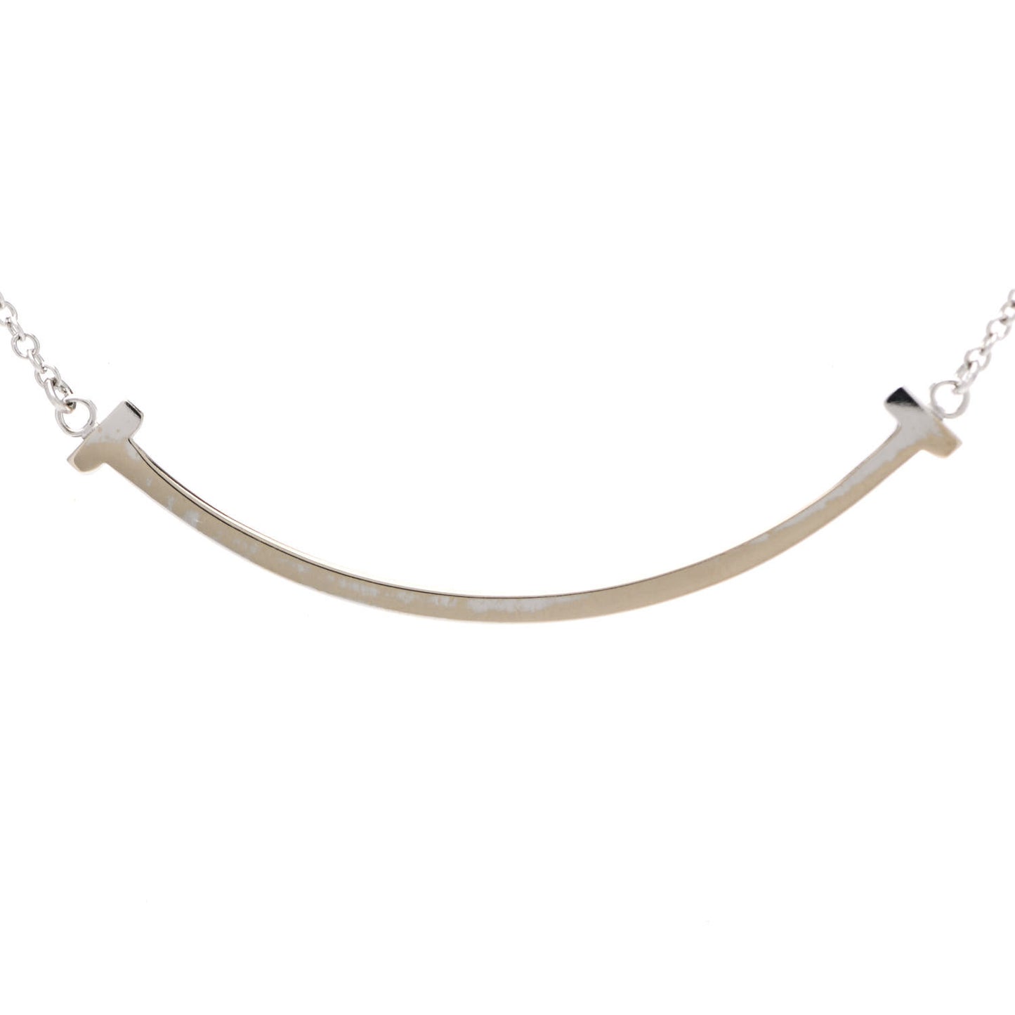 18K White Gold Small T Smile Pendant Necklace