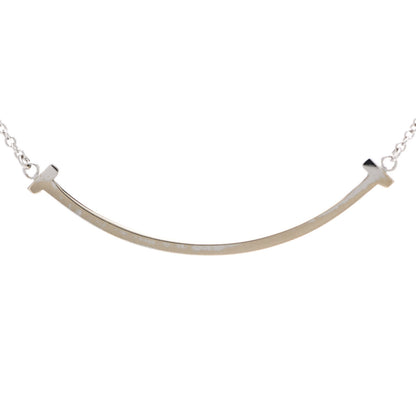 Tiffany 18K White Gold Small T Smile Pendant Necklace 6 of 7