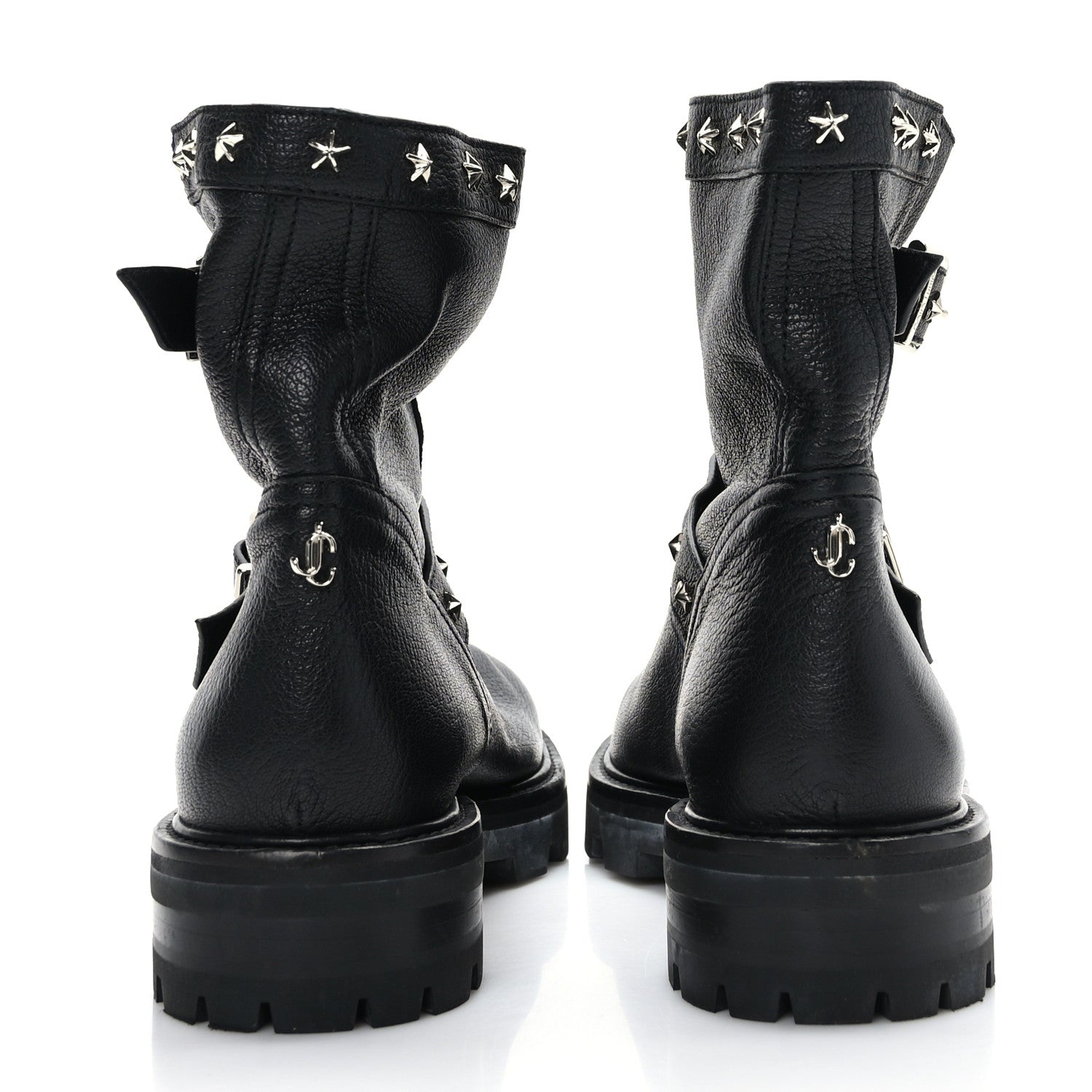 Jimmy Choo Grained Calfskin Star Biker Boots 40.5 Black 5 of 7