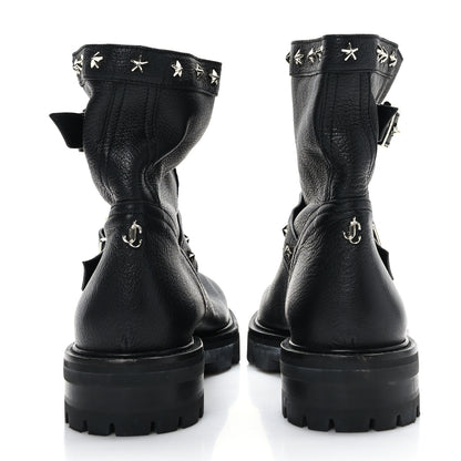 Jimmy Choo Grained Calfskin Star Biker Boots 40.5 Black 5 of 7