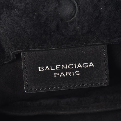 Balenciaga Shearling Suede Classic Silver Hardware Papier Mini A4 Tote Black 8 of 9