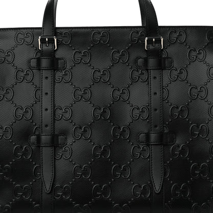 Gucci Calfskin GG Tennis Embossed Tote Bag Black 8 of 10