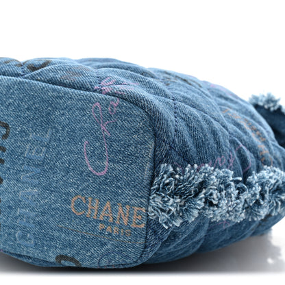Chanel Denim Quilted Small Mood Bucket With Chain Blue Yellow Orange 10 of 11