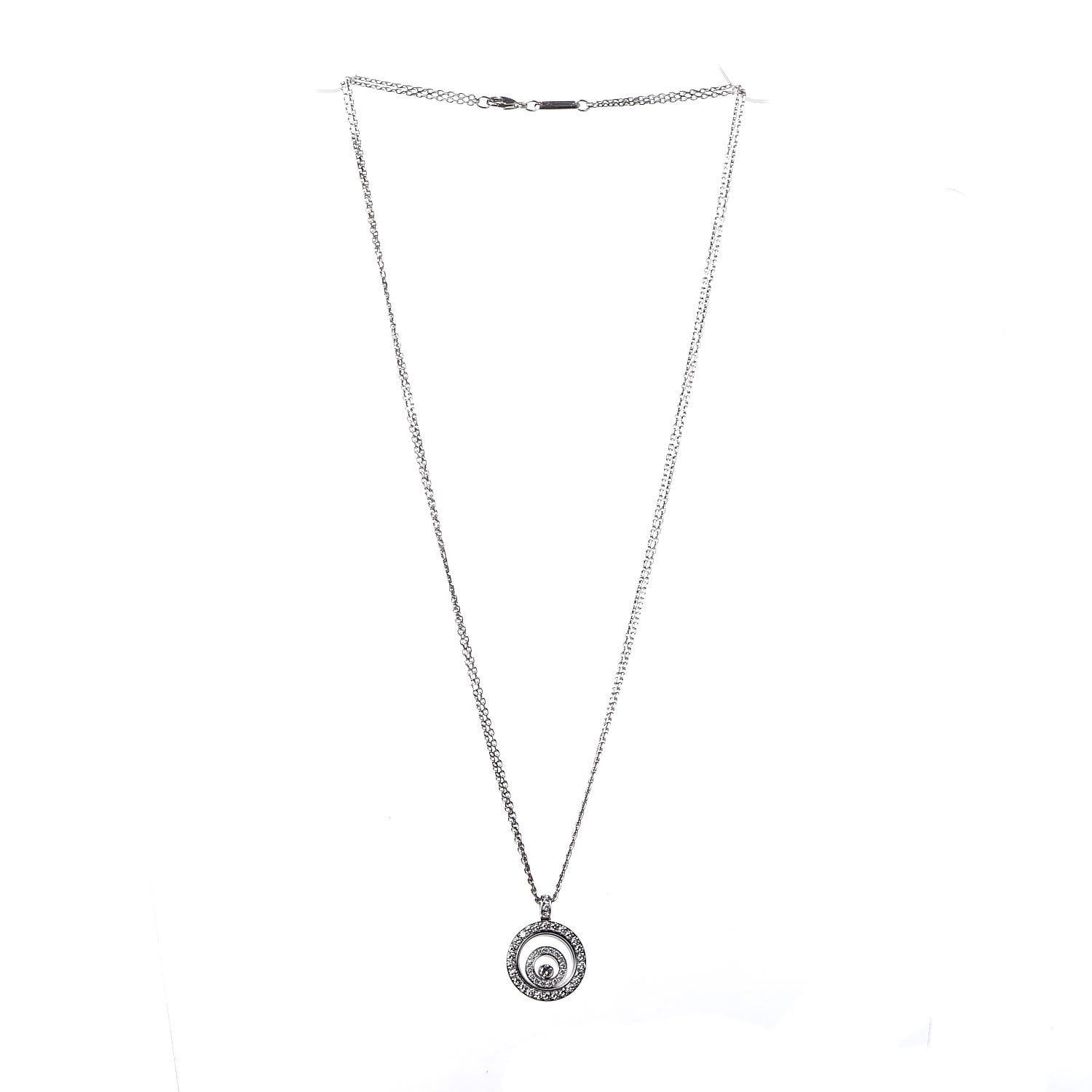 Chopard 18K White Gold Diamond Happy Spirit Pendant Necklace 3 of 6