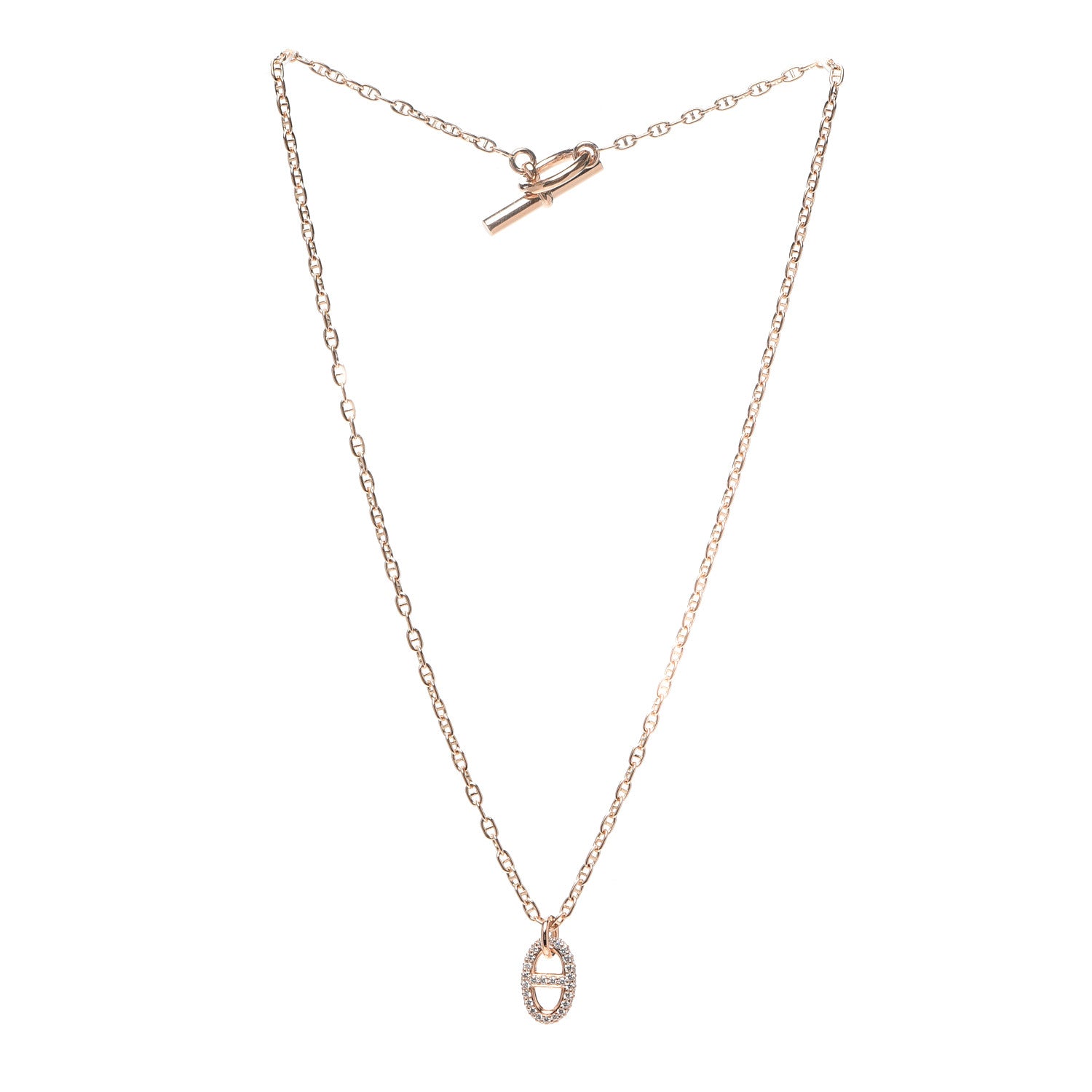 Hermes 18K Rose Gold Diamond PM New Farandole Pendant Necklace SH 3 of 6