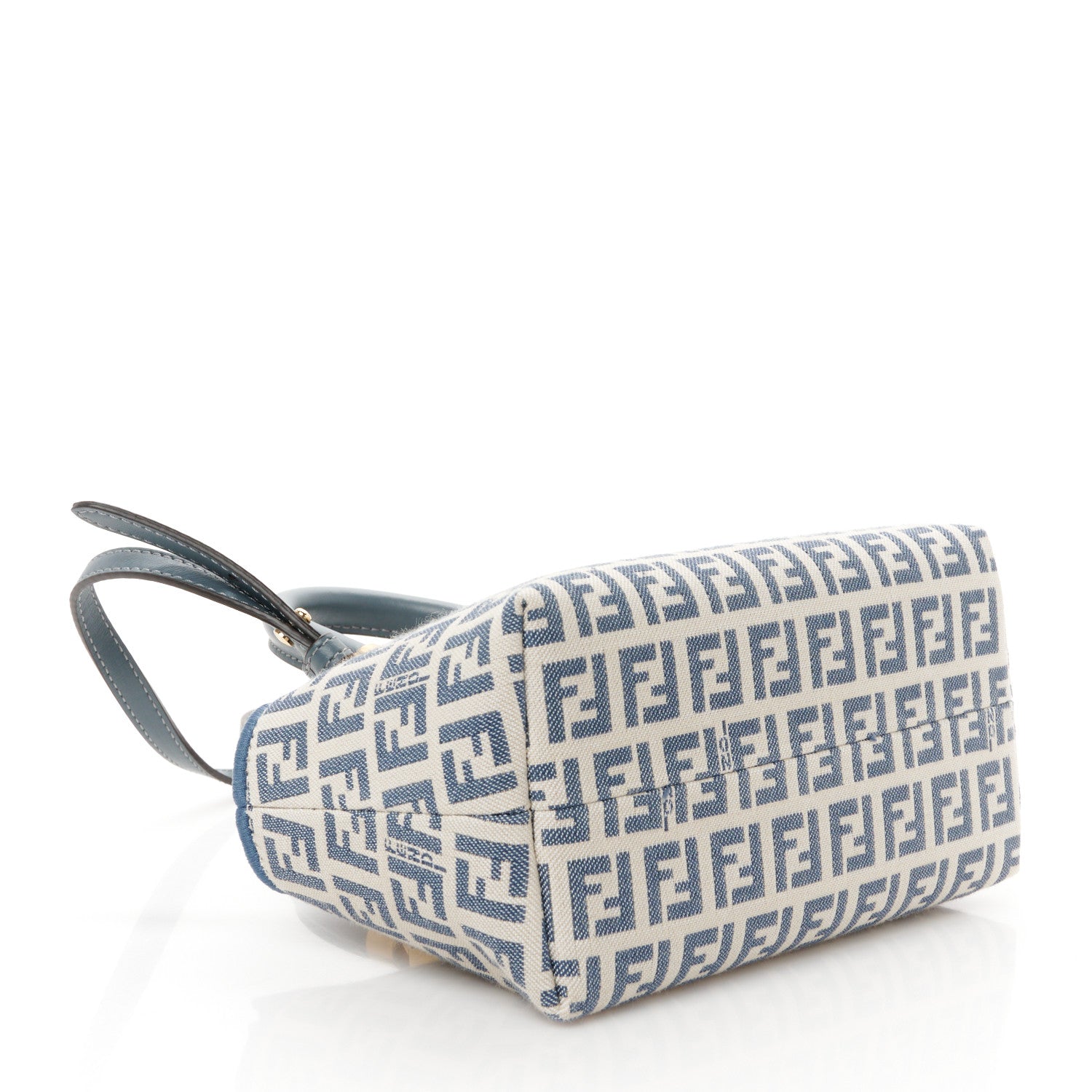 Fendi Vitello Grace Jacquard FF Mini By The Way Top Handle Boston Bag Tempest Panna 4 of 11