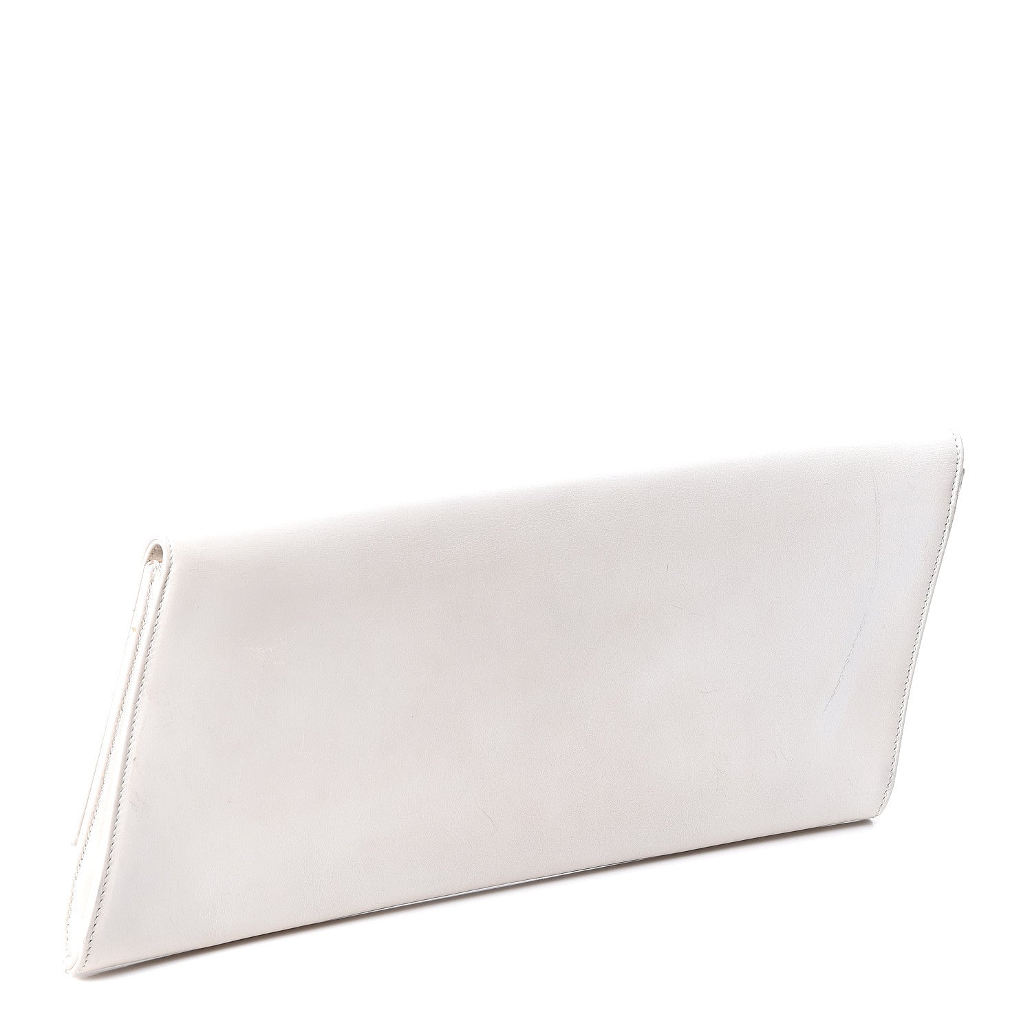 Saint Laurent Calfskin Diagonal Clutch White 2 of 9