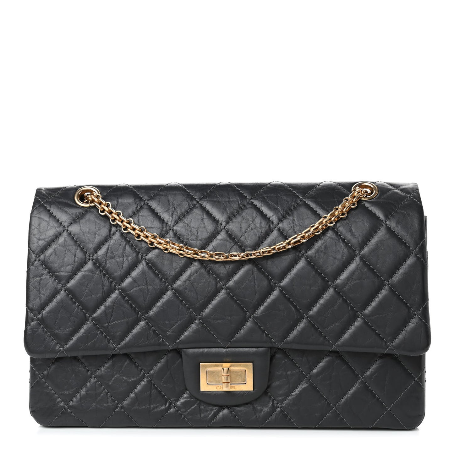 Aged Calfskin Quilted 2.55 Reissue 227 Flap Dark Grey