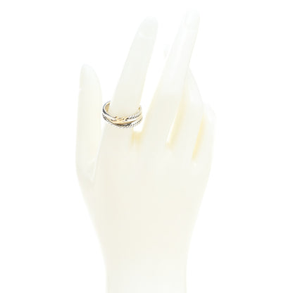 David Yurman Sterling Silver 18K Yellow Gold 6mm X Crossover Ring 57 8 2 of 4