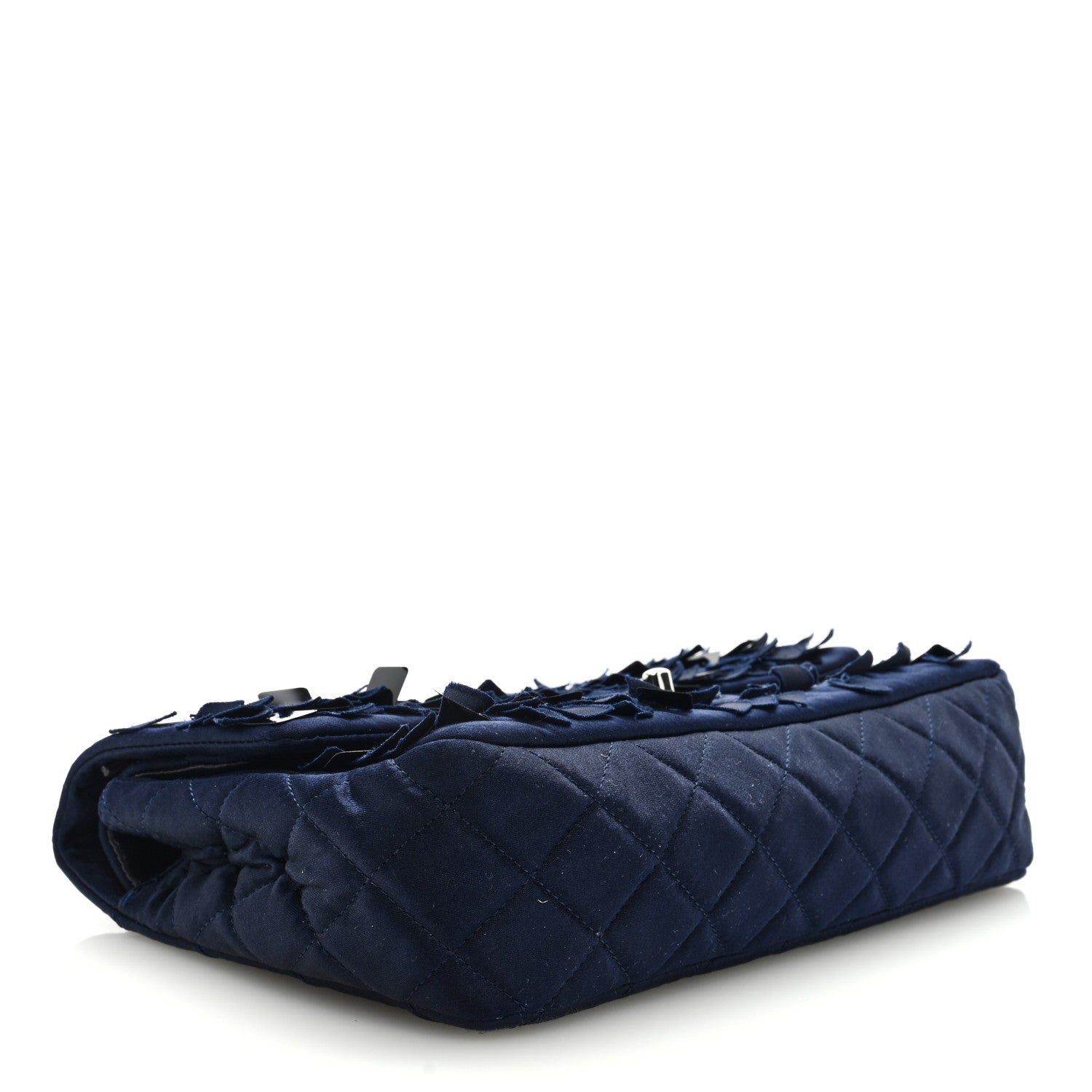 Chanel Satin Paillette Sequin Quilted Medium Single Flap Navy 4 of 9