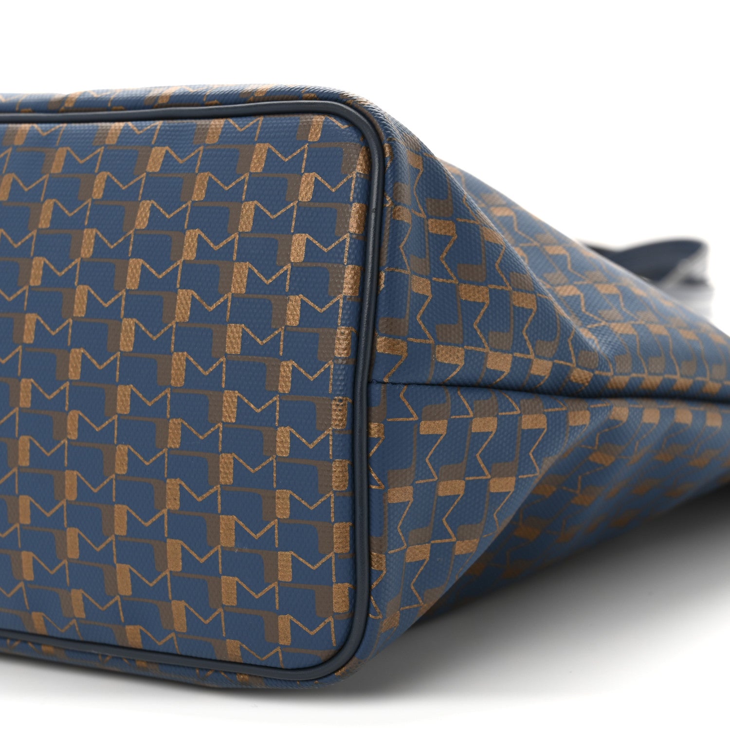 Moynat Grained Calfskin Canvas 1920 Oh! Tote Ruban MM Indigo Bronze 9 of 10