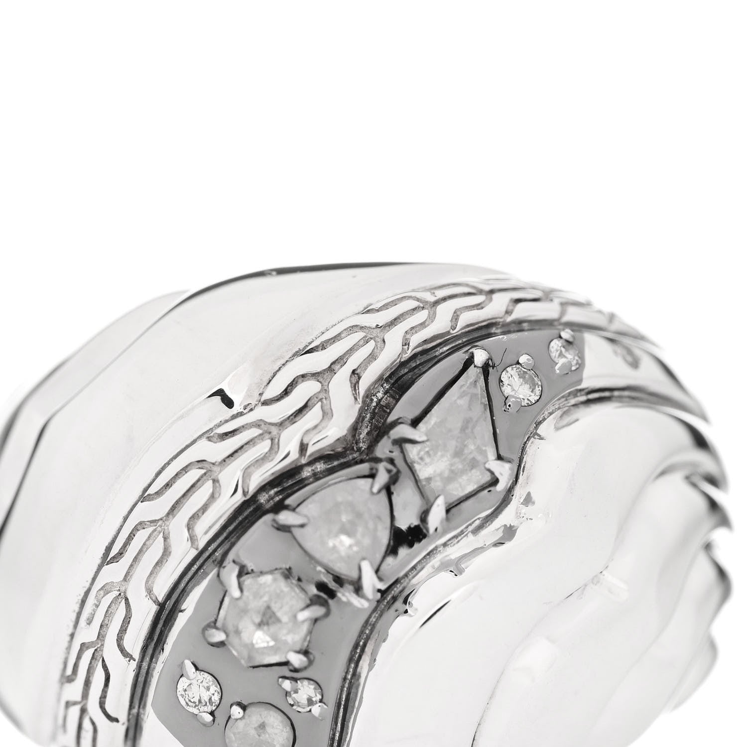 John Hardy Sterling Silver Grey Diamond Lahar Dome Ring 54 7 7 of 7