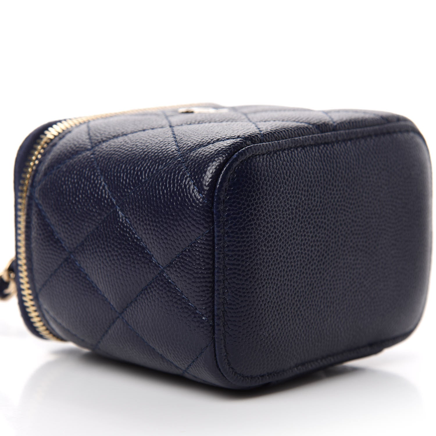 Chanel Caviar Quilted Mini Vanity Case With Chain Navy Blue 6 of 11