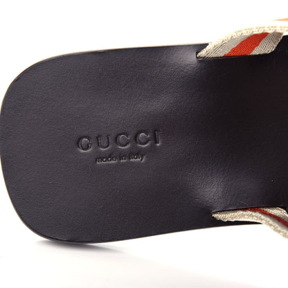 Gucci Nylon Calfskin Web Womens Thong Sandals 36.5 Papaya Cocoa 8 of 10