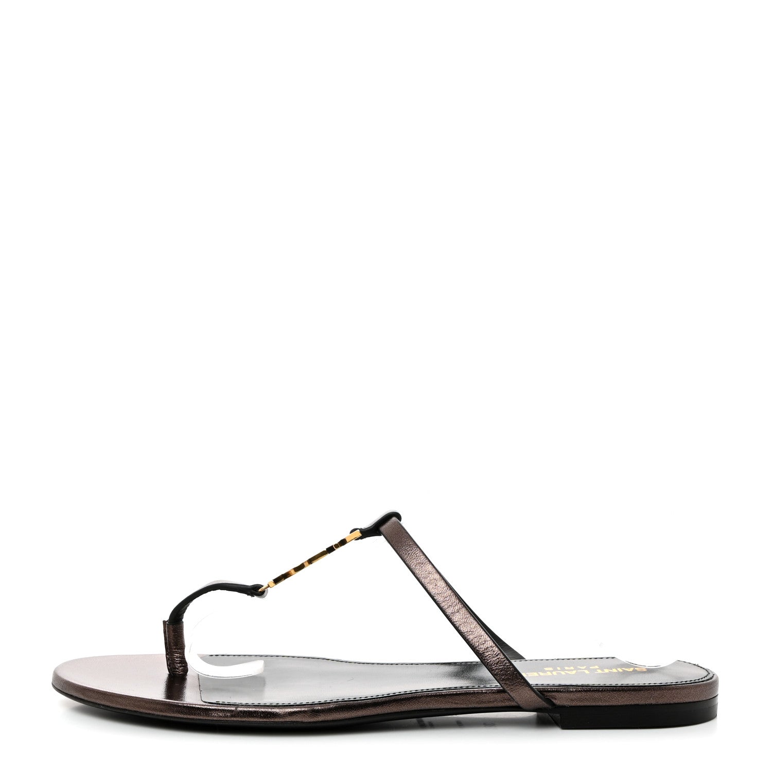 Saint Laurent Calfskin Cassandra Monogram Sandals 38.5 Bronze 1 of 8